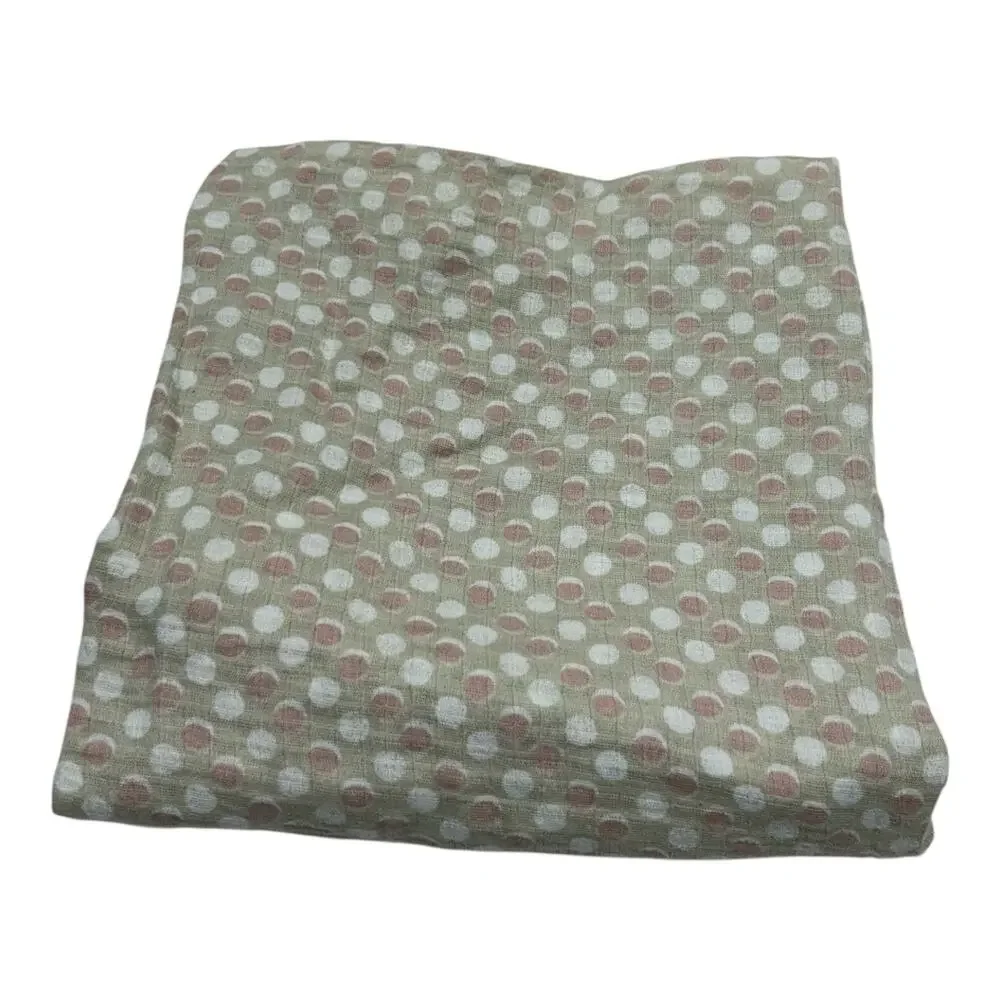 Patina Vie Baby Swaddle Blanket Tan Beige White Pink Polka Dots Muslin Cotton